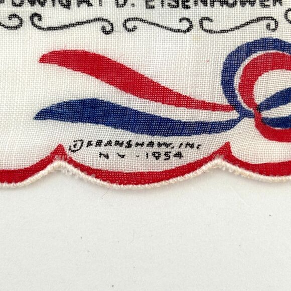 Vtg 50s Know Your Presidents Scallop Hem Novelty Print Hanky Scarf USA Patriot - Picture 2 of 3